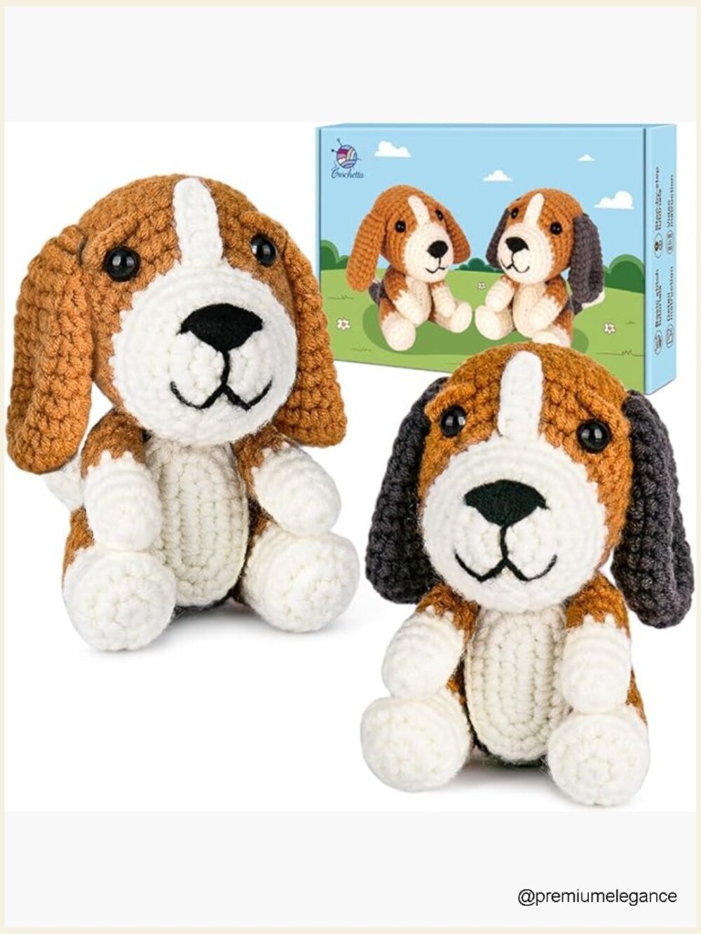 Crochet Kit for Beginners with Video Tutorials, 2 Pack Beagle Family, All